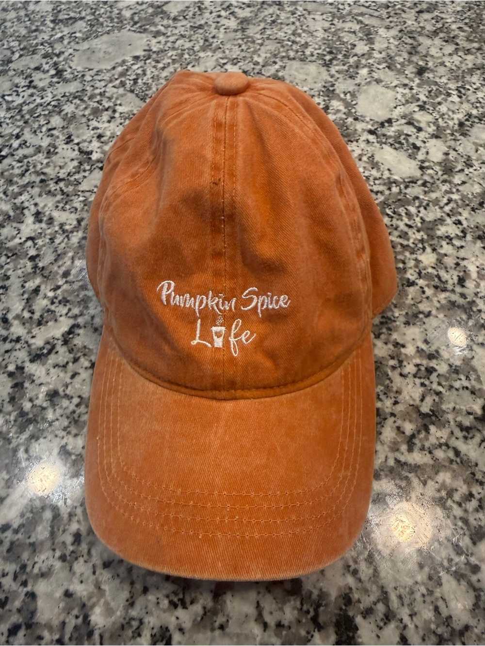 Pumpkin Spice Life Embroidered Baseball Cap - Rust Orange